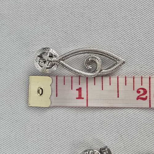 Silver Tone Rhinestone Convertible Drop Earrings