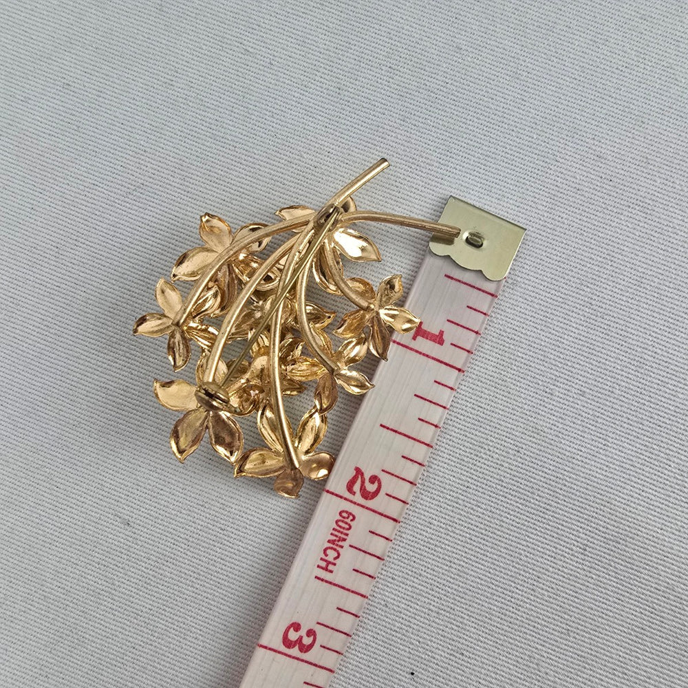 Vintage Style Floral Enamel Rhinestone Brooch