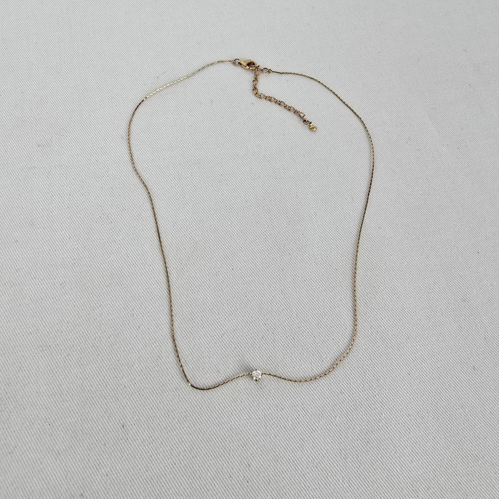TAI Gold Tone Delicate Crystal Pendant Necklace