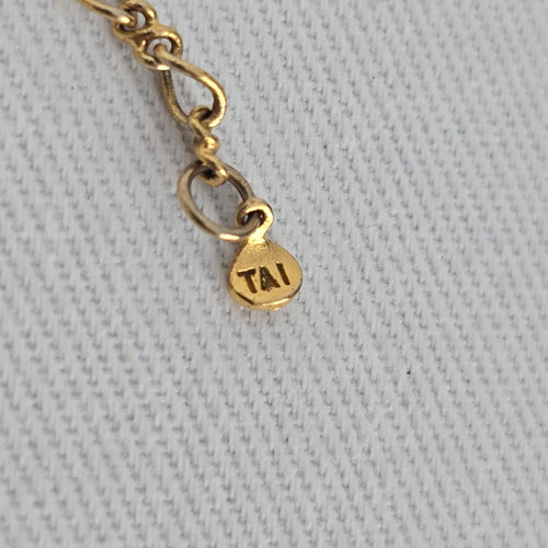 TAI Gold Tone Delicate Crystal Pendant Necklace