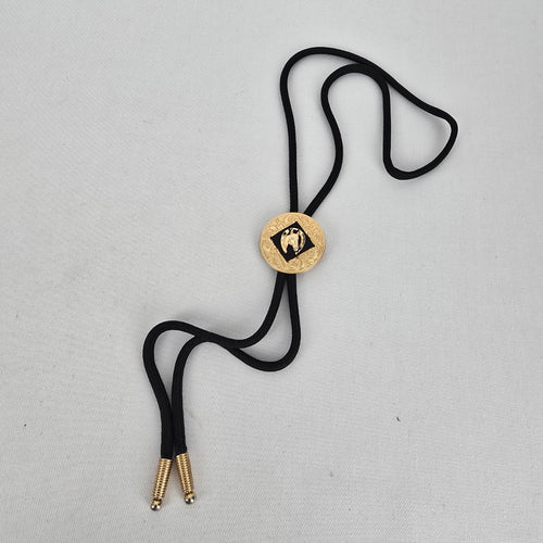Vintage Western Horse Head Bolo Tie Black & Gold Tone