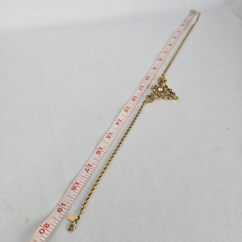 Vintage Lady Remington Gold Tone Crystal Statement Necklace