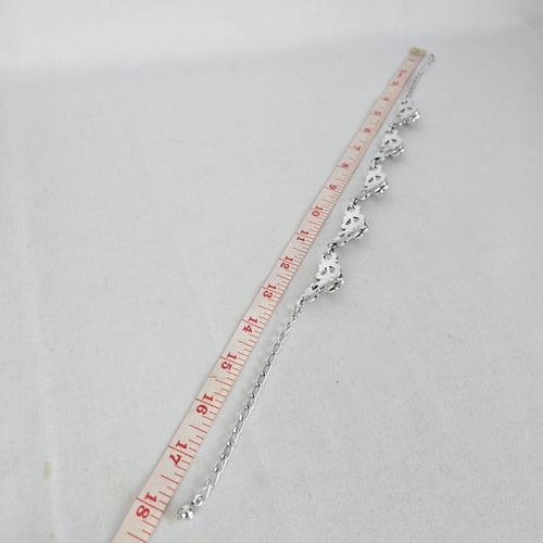 Vintage Silver Tone Floral Rhinestone Statement Collar Necklace
