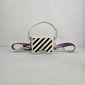 Off-White Mini Diagonal Binder Clip Bag White Black