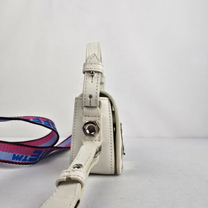 Off-White Mini Diagonal Binder Clip Bag White Black