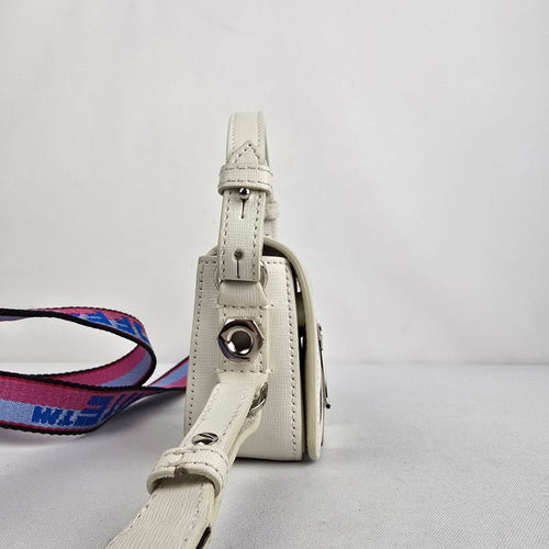 Off-White Mini Diagonal Binder Clip Bag White Black