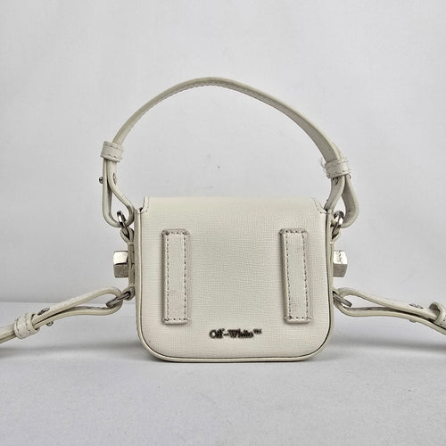 Off-White Mini Diagonal Binder Clip Bag White Black