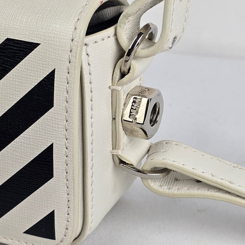 Off-White Mini Diagonal Binder Clip Bag White Black