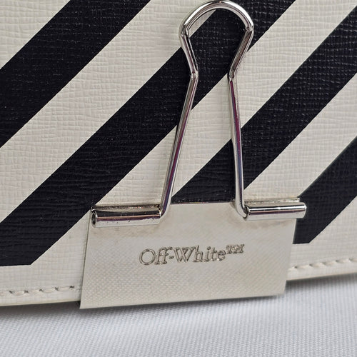 Off-White Mini Diagonal Binder Clip Bag White Black