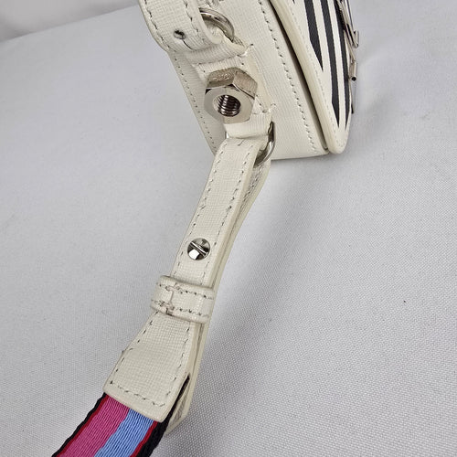 Off-White Mini Diagonal Binder Clip Bag White Black