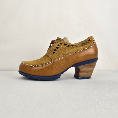 John Fluevog Cheerful Brown Leather Cutout Heels Size 9
