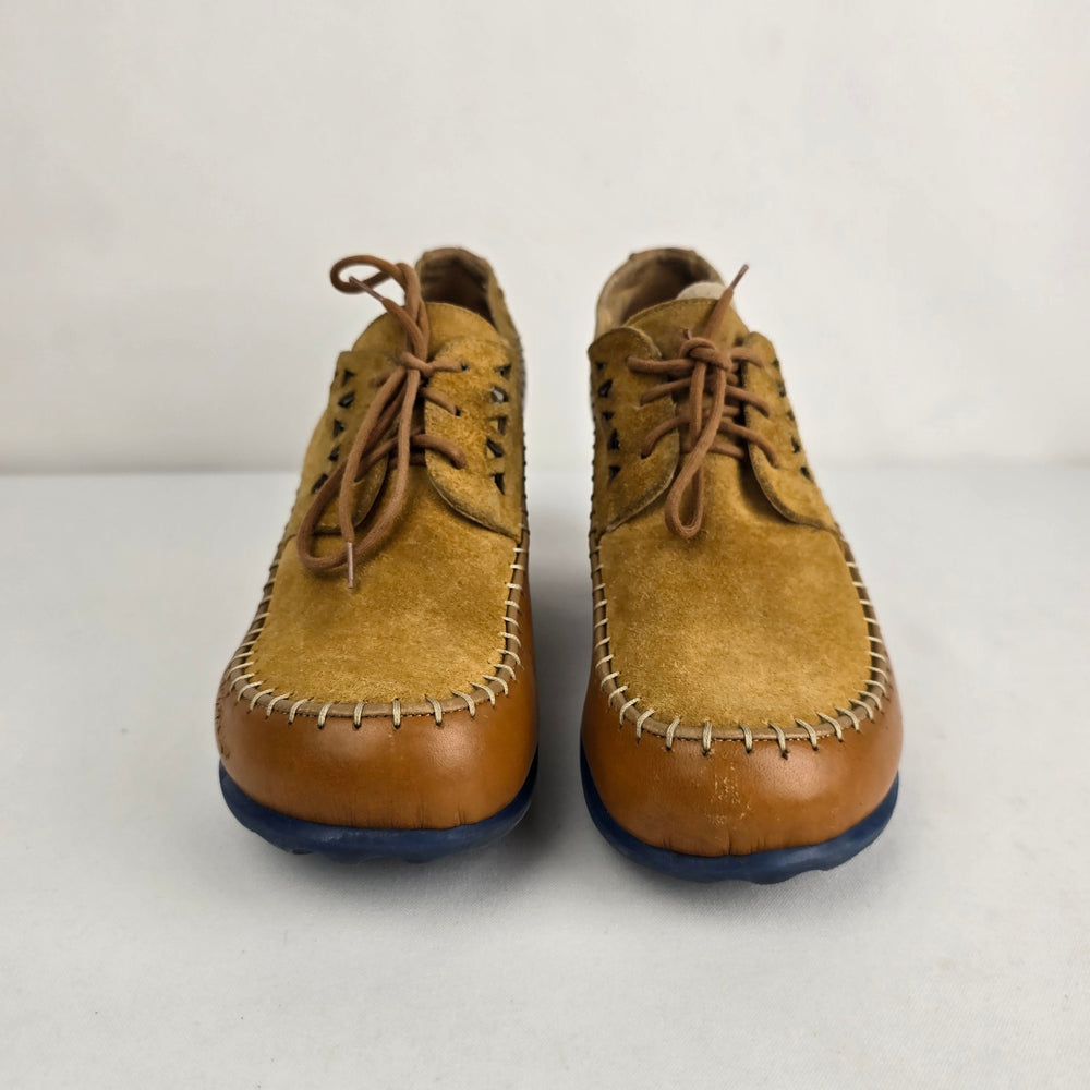 John Fluevog Cheerful Brown Leather Cutout Heels Size 9