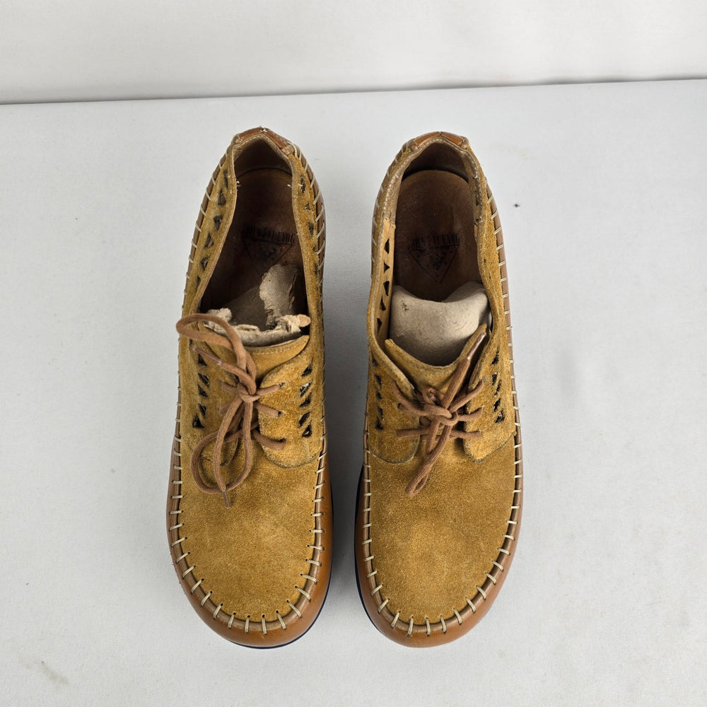 John Fluevog Cheerful Brown Leather Cutout Heels Size 9