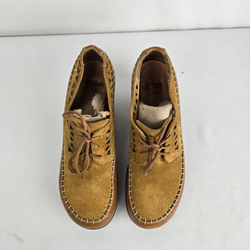 John Fluevog Cheerful Brown Leather Cutout Heels Size 9