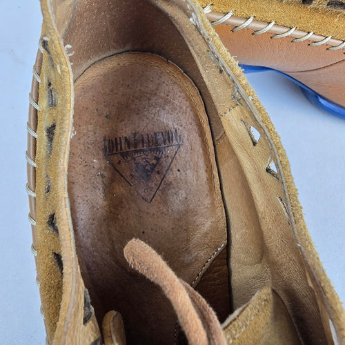 John Fluevog Cheerful Brown Leather Cutout Heels Size 9