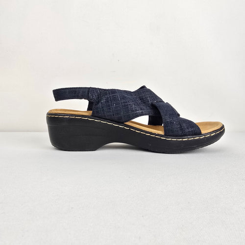 Clarks Collection Navy Comfort Sandals Size 7