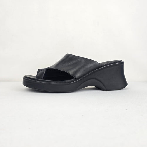 Clarks Black Leather Platform Slide Sandals Size 10W