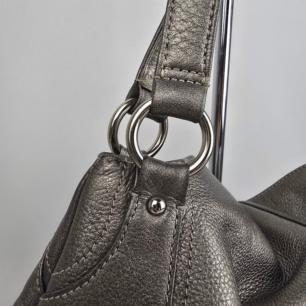Derek Alexander Metallic Leather Hobo Shoulder Bag