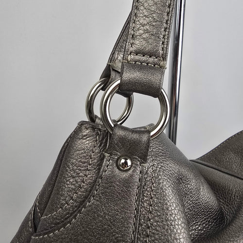 Derek Alexander Metallic Leather Hobo Shoulder Bag