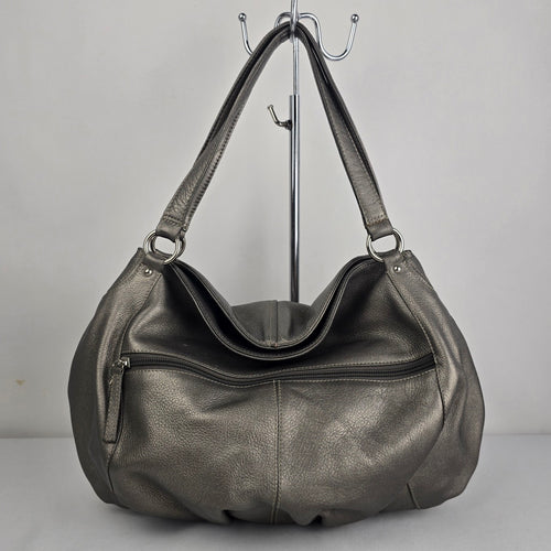 Derek Alexander Metallic Leather Hobo Shoulder Bag