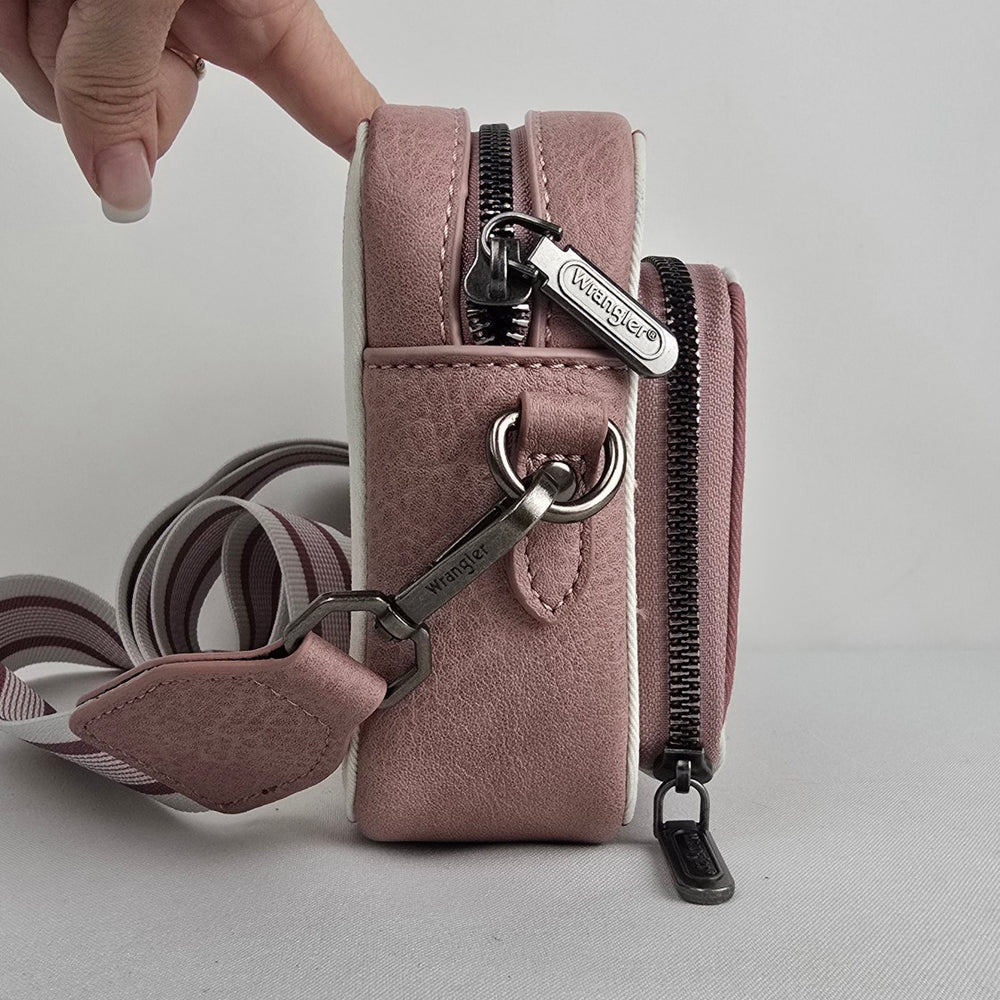 Wrangler Striped Crossbody Wallet Bag Pink Cream