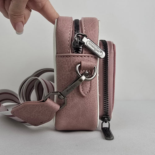 Wrangler Striped Crossbody Wallet Bag Pink Cream