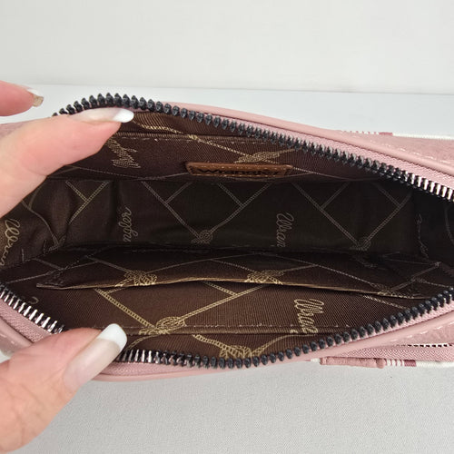Wrangler Striped Crossbody Wallet Bag Pink Cream