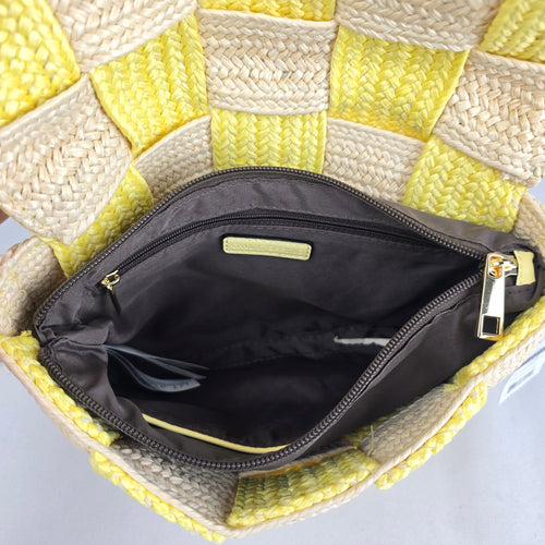 Call It Spring Yellow Woven Crossbody Bag