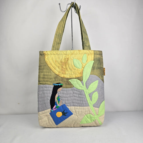 RH Quilts Handmade Quilted Appliqué Tote Bag Floral Lined