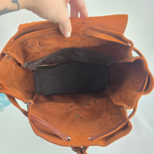Vintage Brown Leather Buckle Backpack