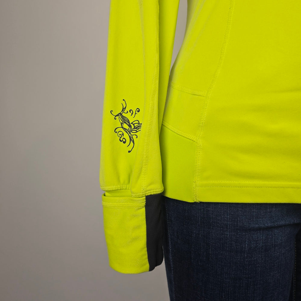 Lululemon Run For It Birds in Flight Pullover Hoodie Neon Yellow Size 8