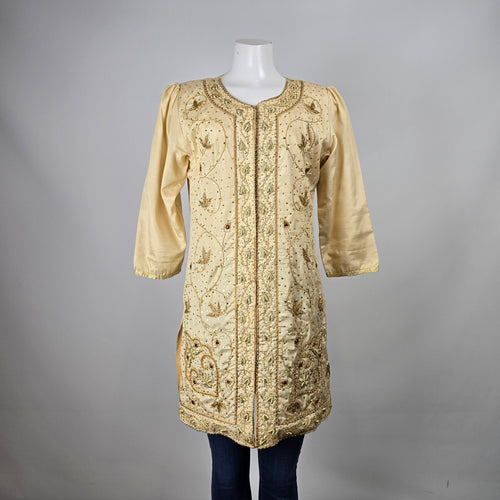 Gold Embellished Beaded Tunic Top / Kurta Style Size M/L