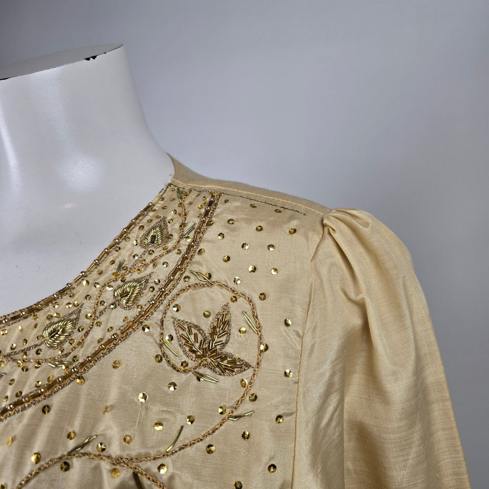 Gold Embellished Beaded Tunic Top / Kurta Style Size M/L