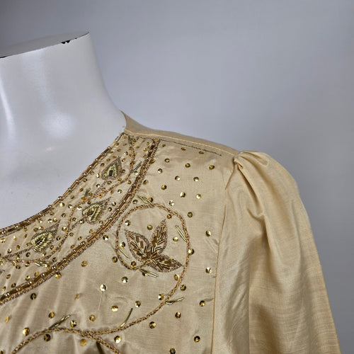 Gold Embellished Beaded Tunic Top / Kurta Style Size M/L