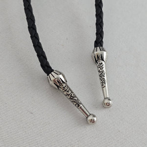 Western Black Bolo Tie Necklace with Tiger’s Eye Style Stone