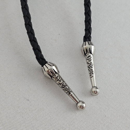 Western Black Bolo Tie Necklace with Tiger’s Eye Style Stone