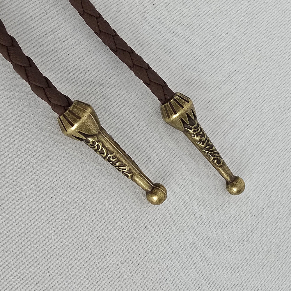 Vintage Western Bolo Tie Brown Braided Cord Tiger Eye Style Stone