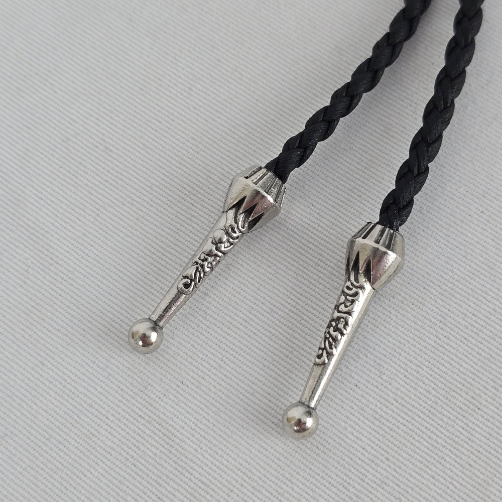 Black Celtic Knot Bolo Tie Silver Tone Western Necklace