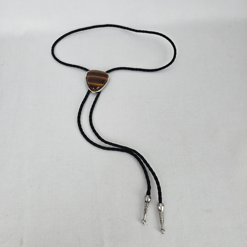 Vintage Western Style Bolo Tie with Tiger’s Eye Look Stone