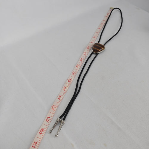 Vintage Western Style Bolo Tie with Tiger’s Eye Look Stone