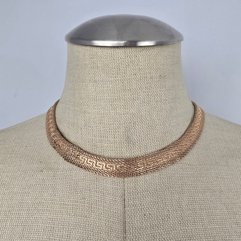 Gold Tone Mesh Collar Necklace