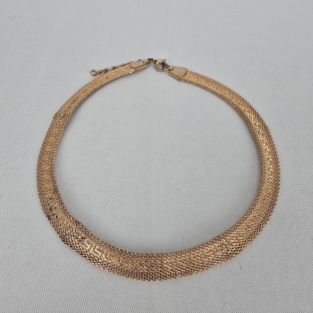 Gold Tone Mesh Collar Necklace