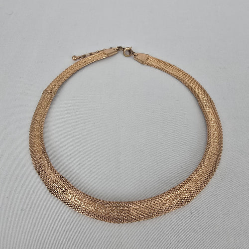 Gold Tone Mesh Collar Necklace