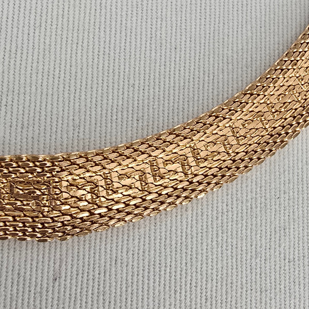 Gold Tone Mesh Collar Necklace
