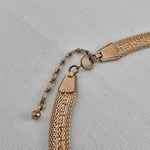 Gold Tone Mesh Collar Necklace