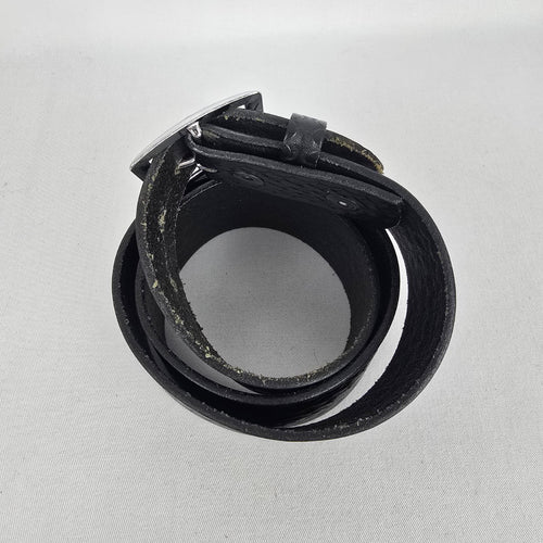 Boston Leather Black Embossed Leather Belt Size M/L Made in USA
