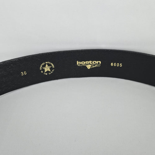 Boston Leather Black Embossed Leather Belt Size M/L Made in USA