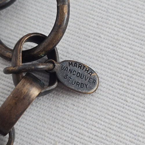 Vintage Signed Martha Sturdy Vancouver Brass Brutalist Cross Charm Bracelet