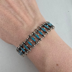 Southwestern Style Silver Tone Turquoise Look Panel Bracelet