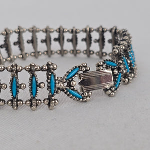 Southwestern Style Silver Tone Turquoise Look Panel Bracelet